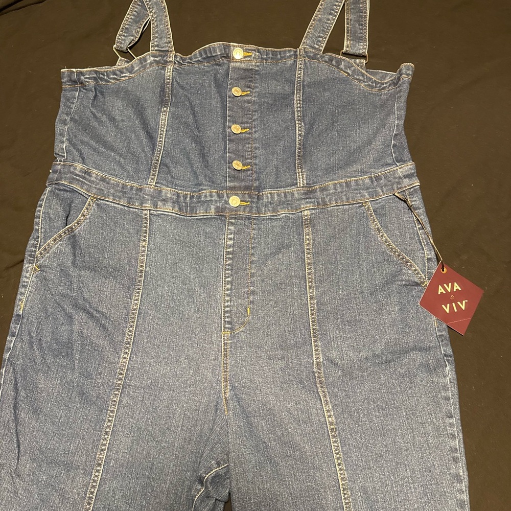 Ava & Viv Blue Denim Jumpsuit